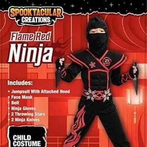 Spooktacular Creations Flame Red Ninja Halloween Costume Jumpsuit - Child